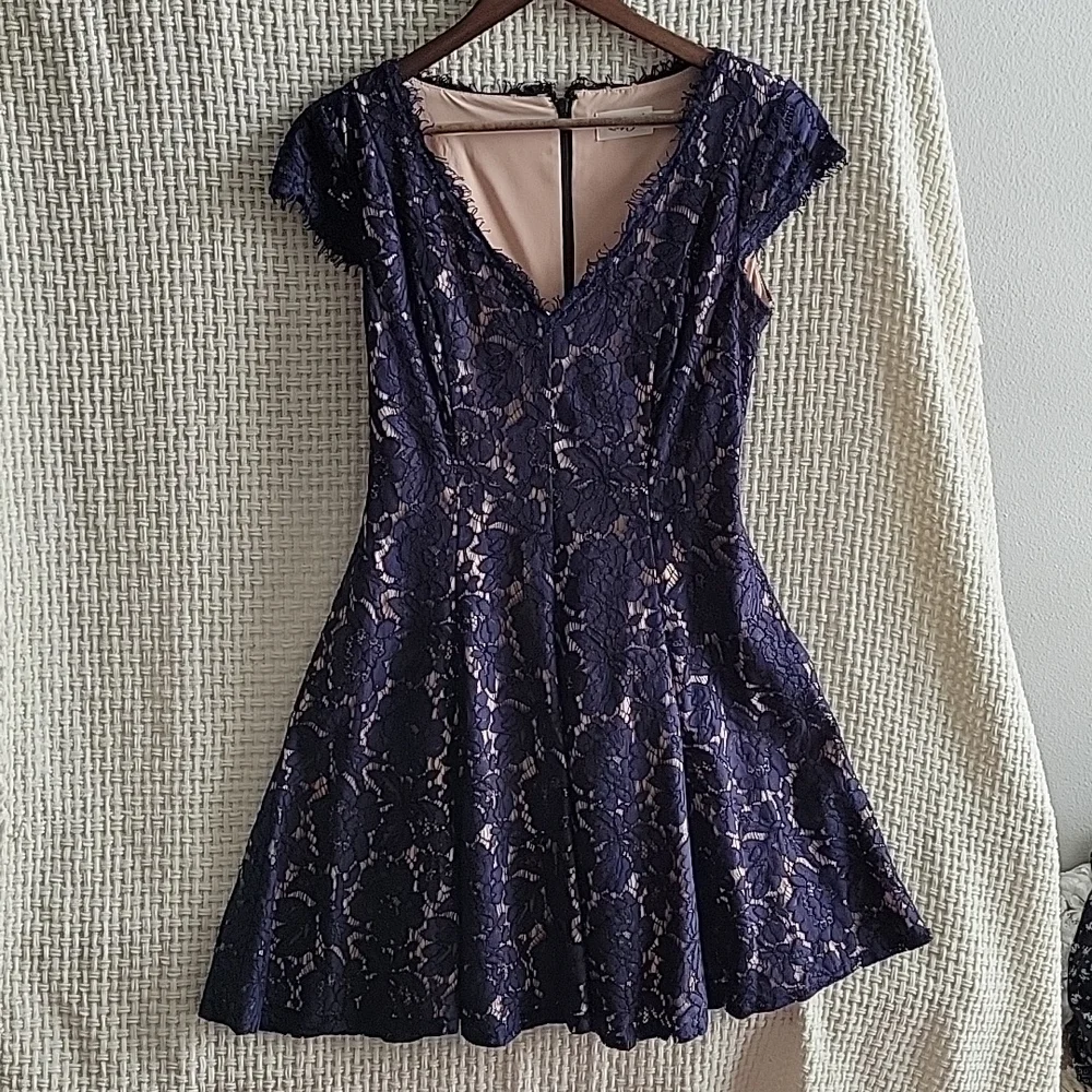 Eliza J Fit and Flare Dress in Navy - Picture 5 of 11